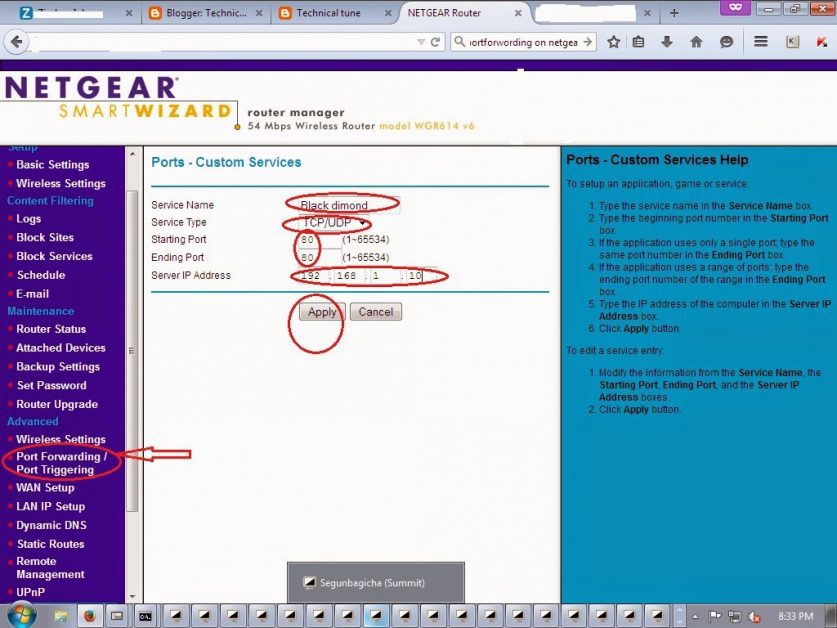 port forwarding Netgear genie