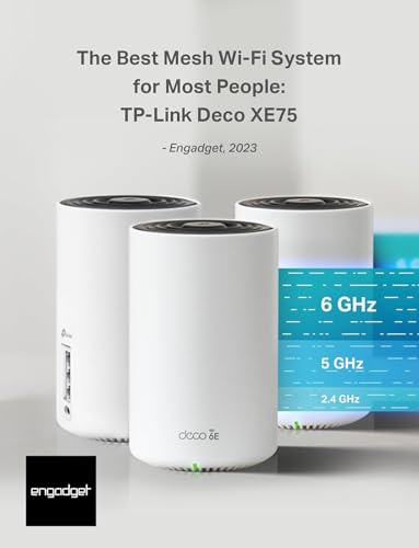 TP-Link 𝐃𝐞𝐜𝐨 XE75 AXE5400 Tri-Band WiFi 6E Mesh System - Wi-Fi up to 7200 Sq.Ft, Engadget Rated Best Mesh For Most People, Replaces WiFi Router and Extender, AI-Driven Mesh New 6GHz Band